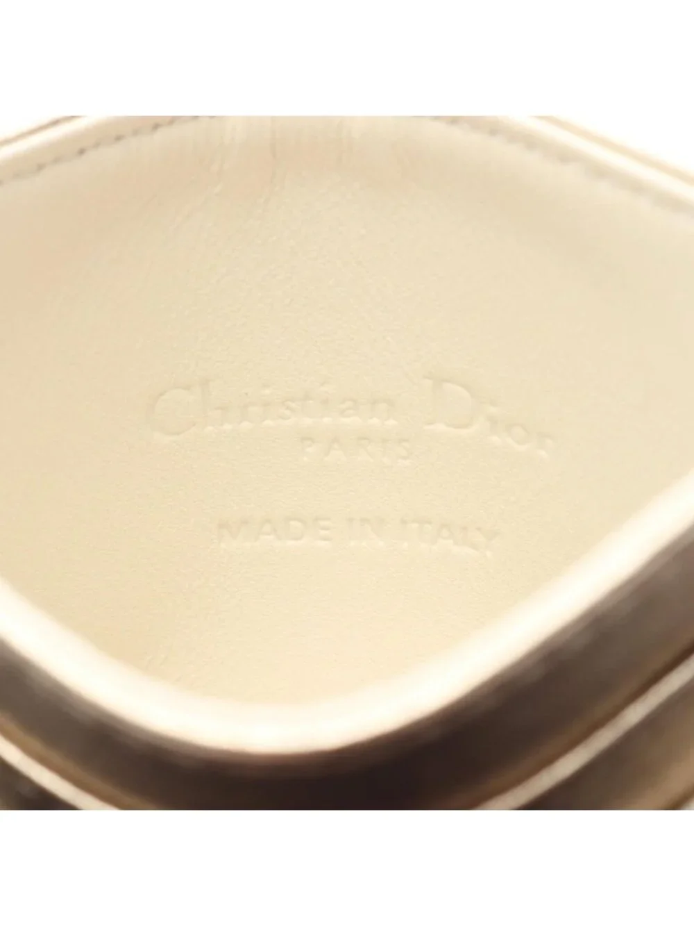 Dior Card Case Lady Dior Cannage Ivory Champagne Gold Leather Holder